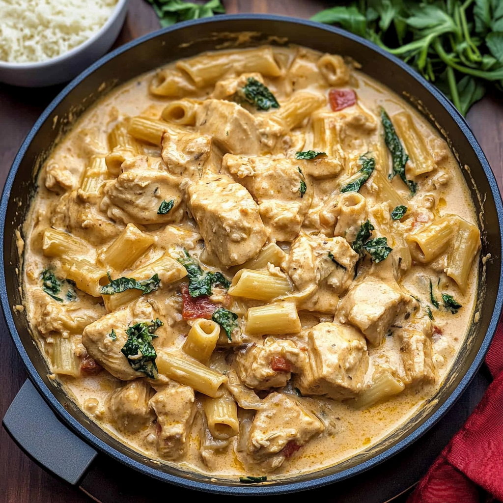 Recipe preparation for Tuscan Chicken Pasta