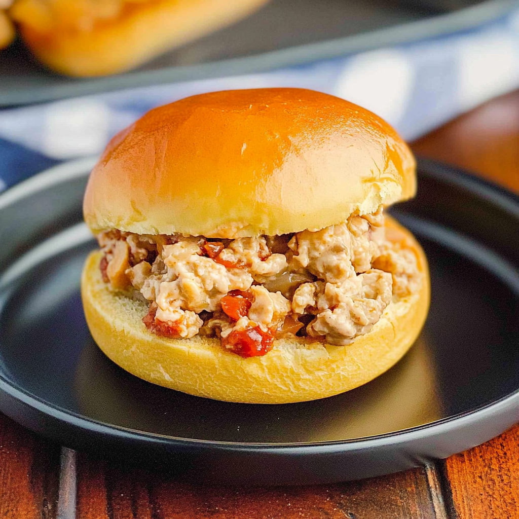 Recipe preparation for Chicken Alfredo Sloppy Joes