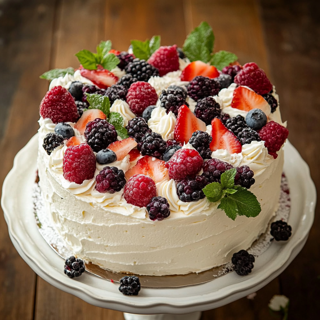 Recipe preparation for Easy Berry Chantilly Cake