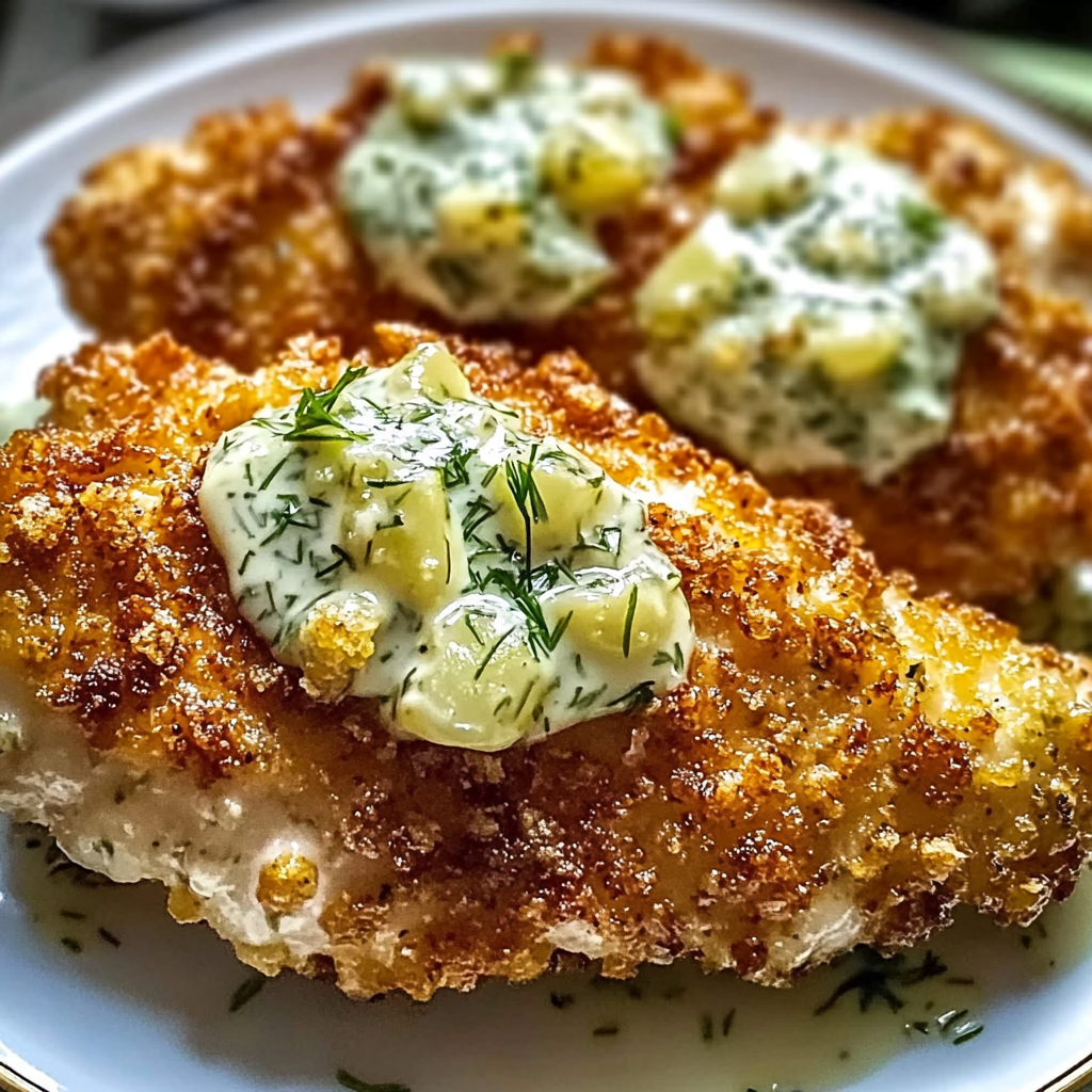 Recipe preparation for Crispy Dill Pickle Parmesan Chicken