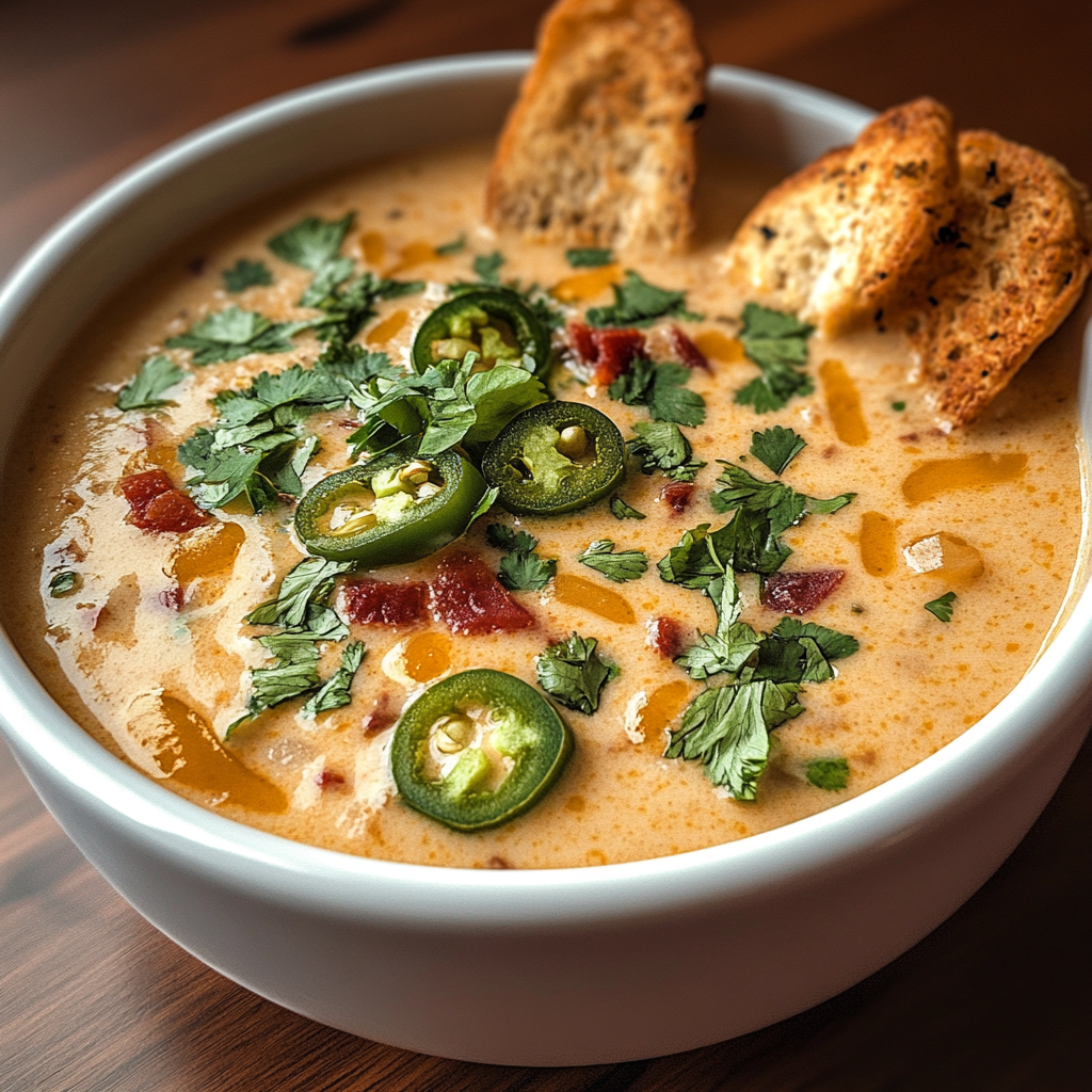 Recipe preparation for Spicy Jalapeño Popper Soup