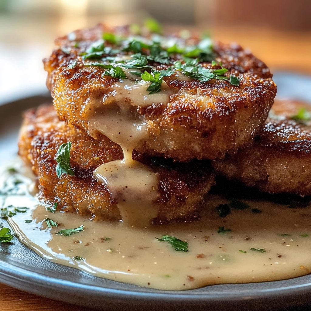 Recipe preparation for Country Fried Pork Chops Crispy