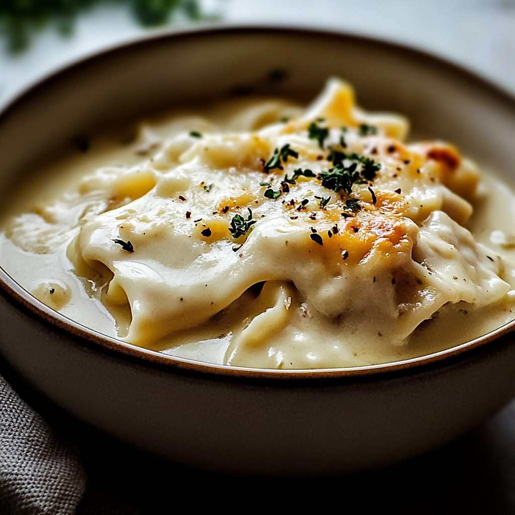 Recipe preparation for White Chicken Lasagna Soup