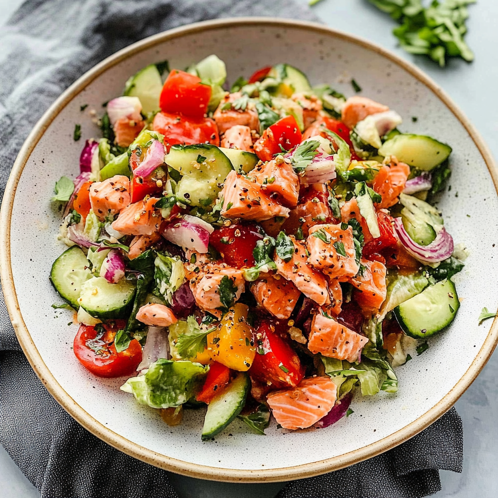 Recipe preparation for Salmon Salad
