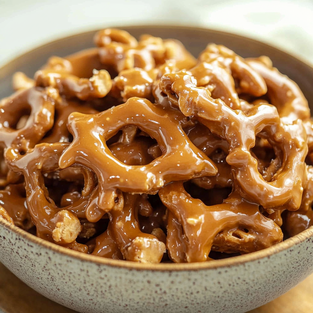 Recipe preparation for Butter Toffee Pretzels