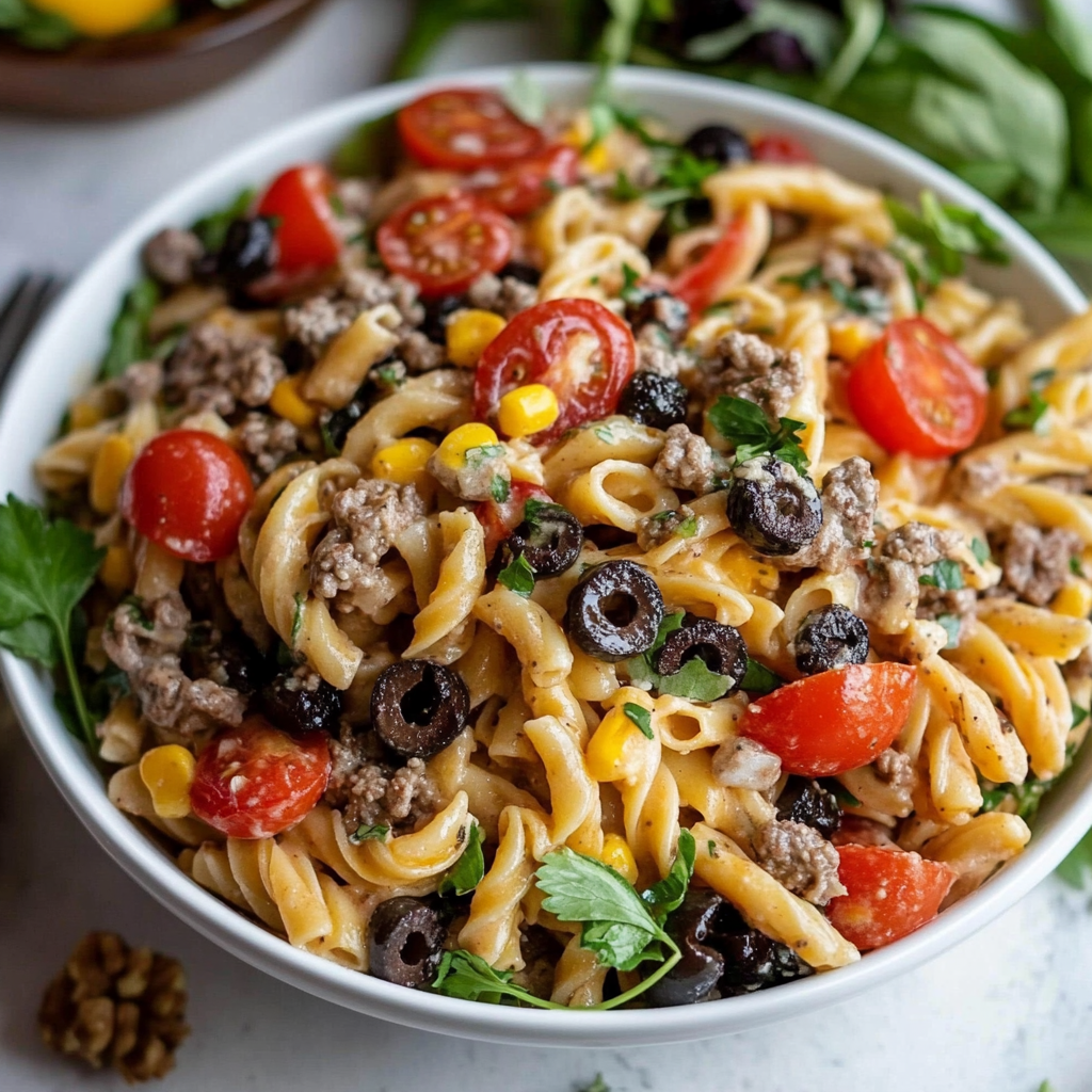 Recipe preparation for Taco Pasta Salad