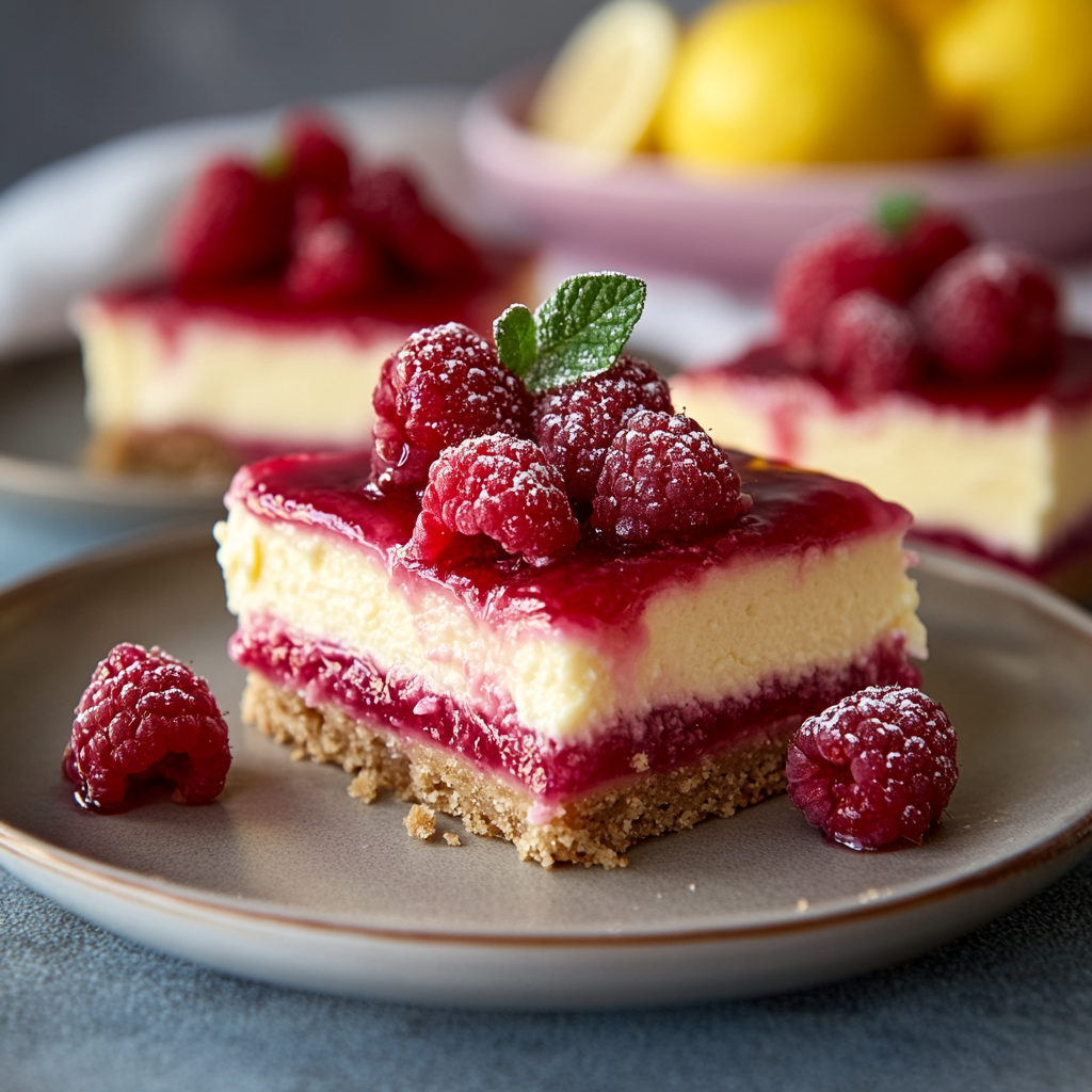 Recipe preparation for Lemon Raspberry Cheesecake Bars