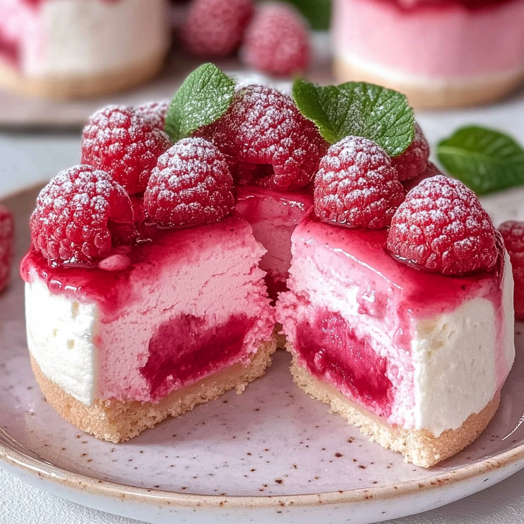Recipe preparation for Raspberry Mini Mousse Cakes