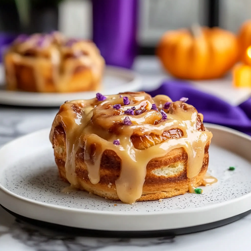Recipe preparation for Halloween Cinnamon Rolls Recipe