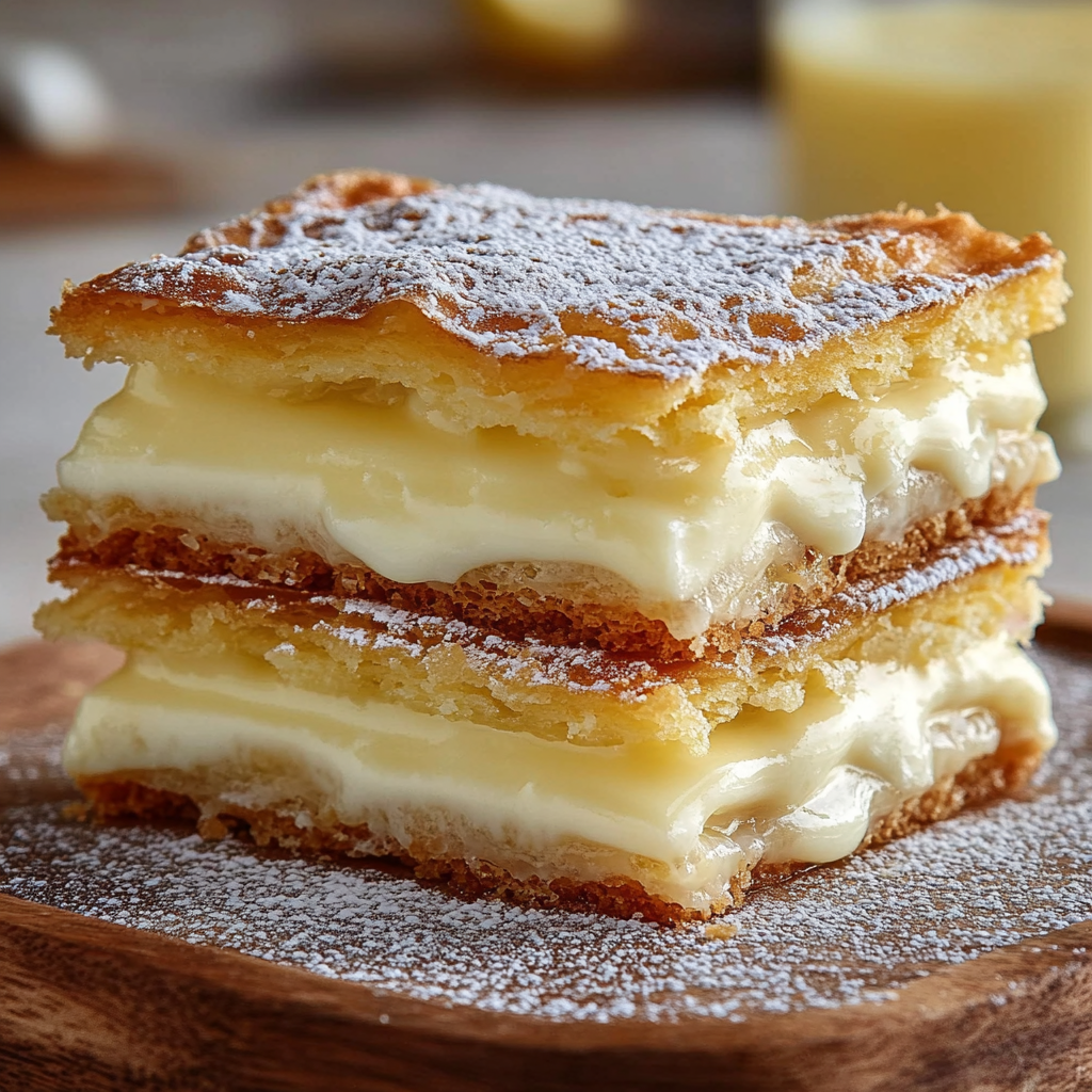 Recipe preparation for Creamy Vanilla Custard Squares