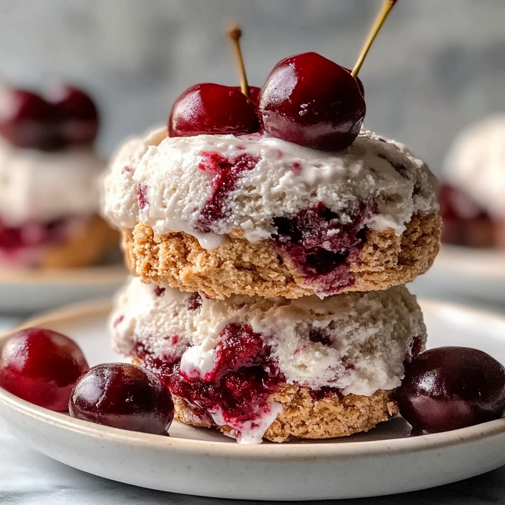 Recipe preparation for Cherry Cheesecake Ice Cream Sandwiches
