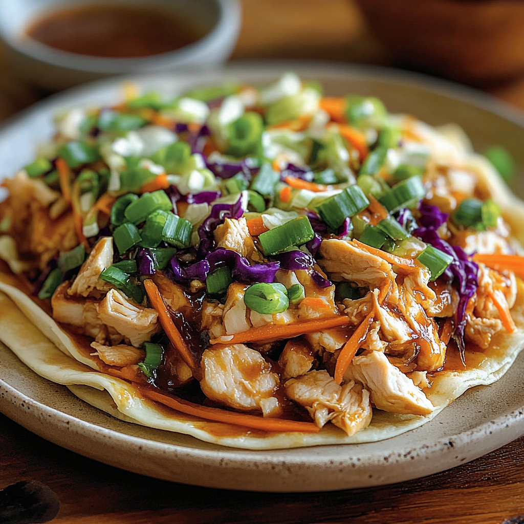 Recipe preparation for Savory Asian-Inspired Chicken Wraps