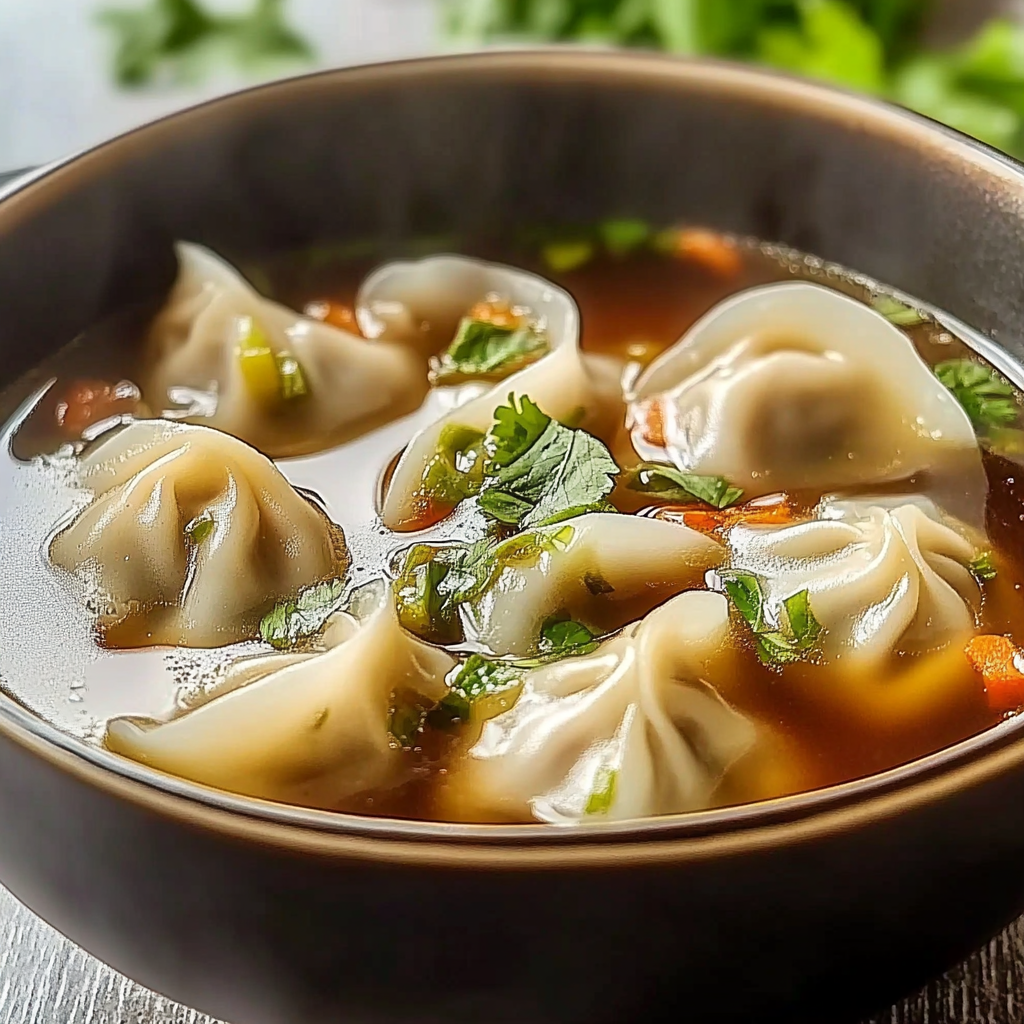 Recipe preparation for Savory Asian Dumpling Soup