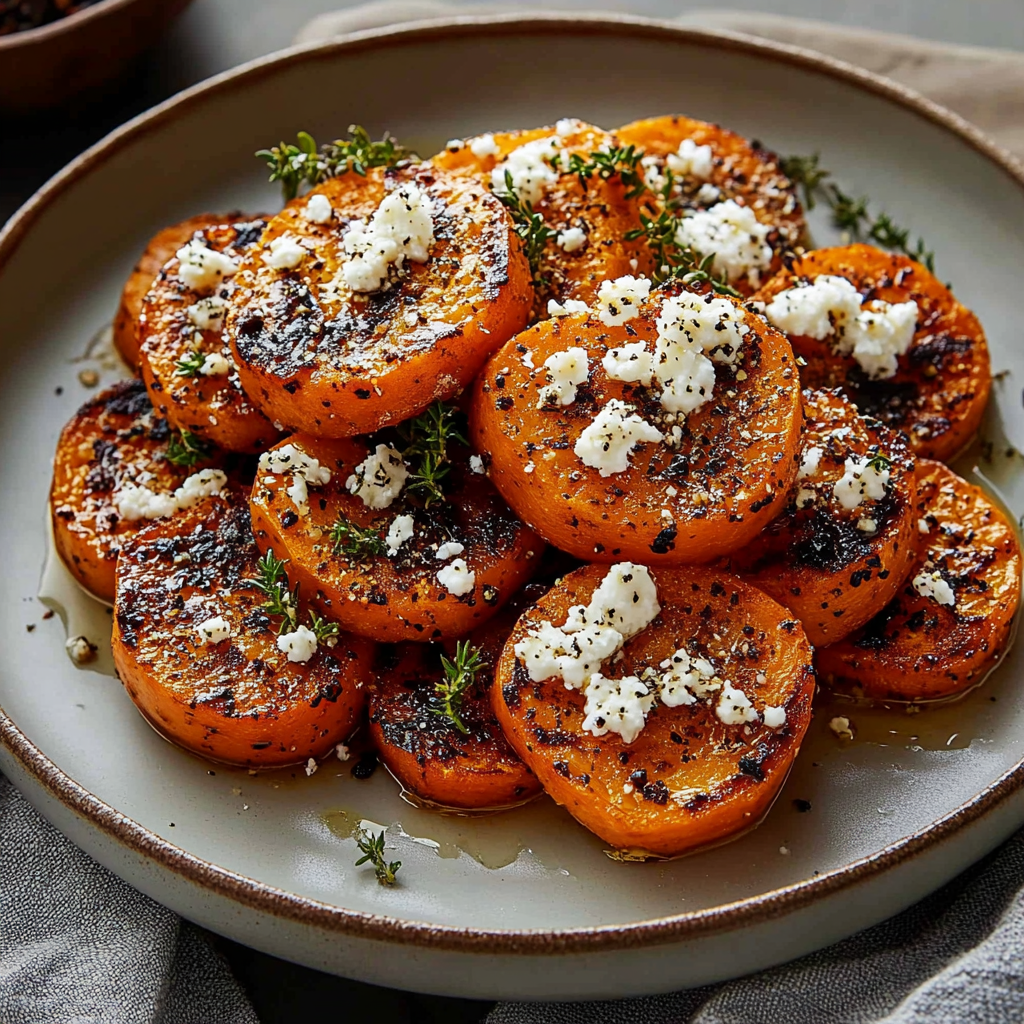 Recipe preparation for Honey Feta Sweet Potato Rounds
