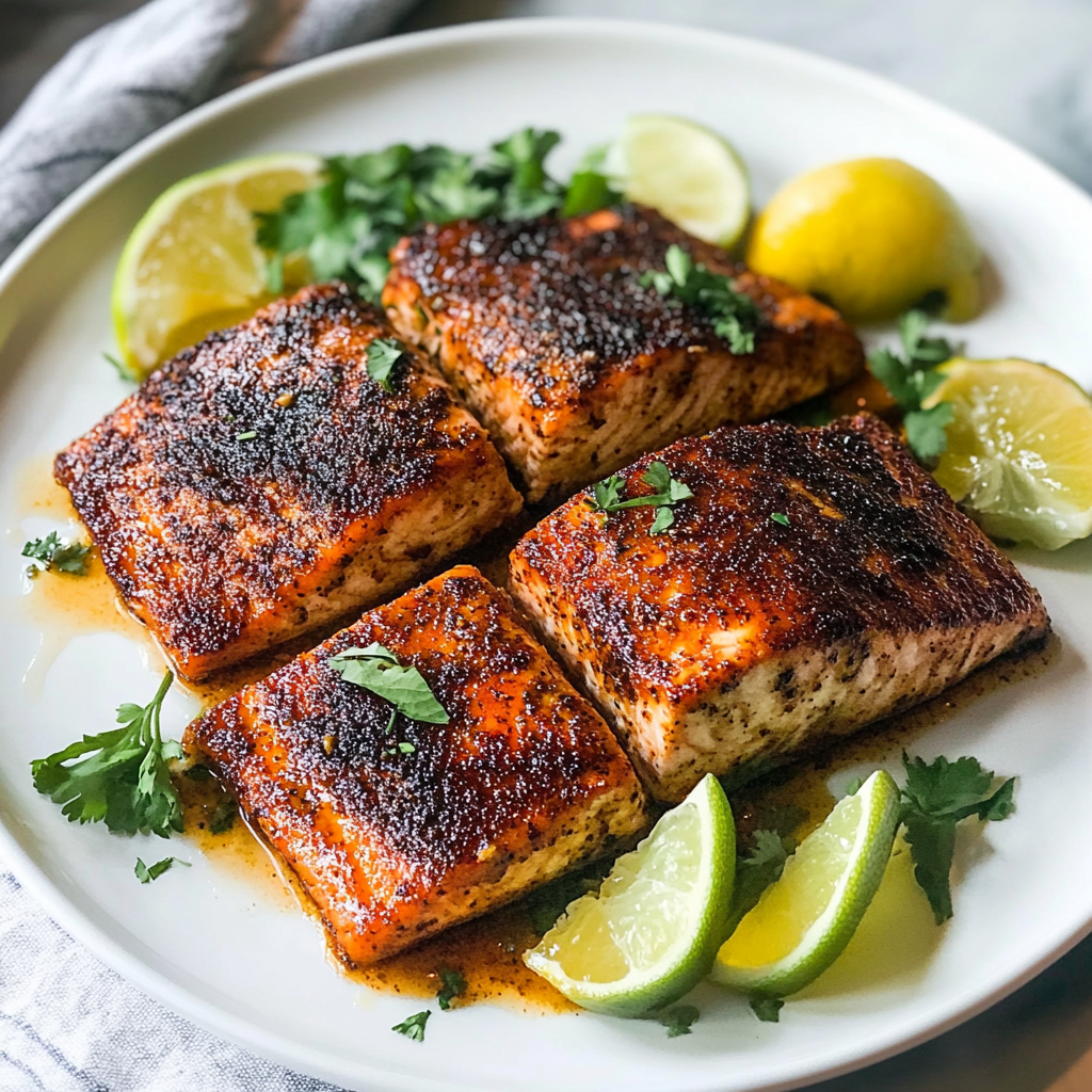 Recipe preparation for Blackened Salmon