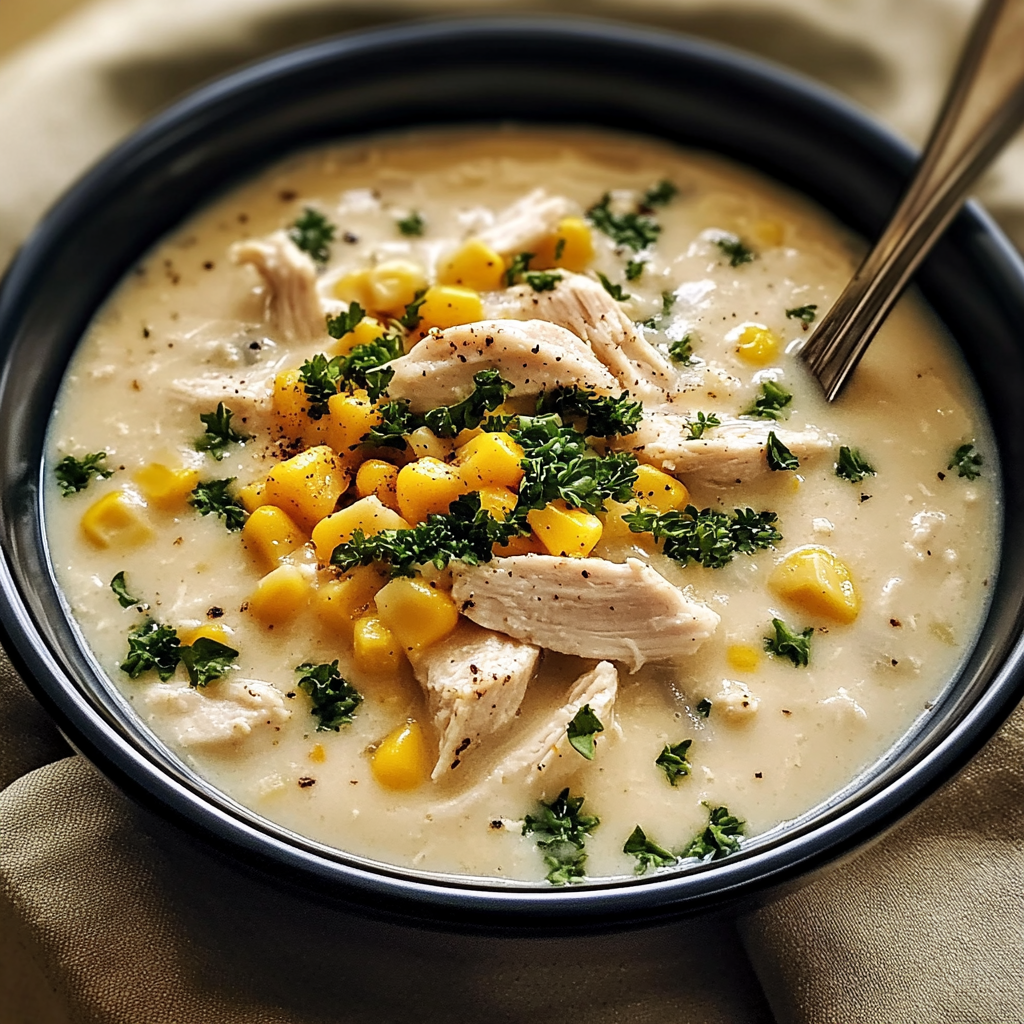 Recipe preparation for Creamy Chicken and Corn Chowder