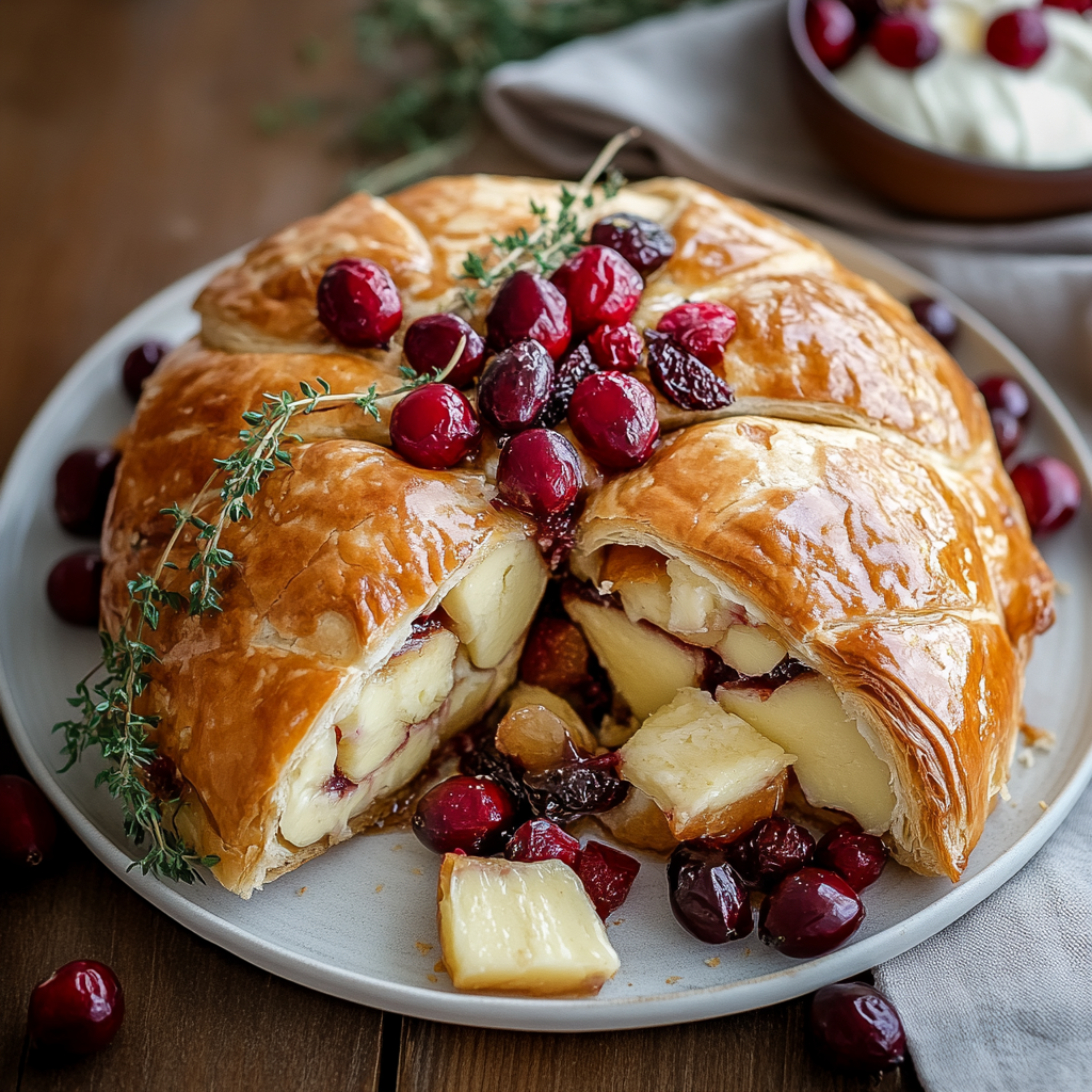Recipe preparation for Brie en Croûte with Cranberries