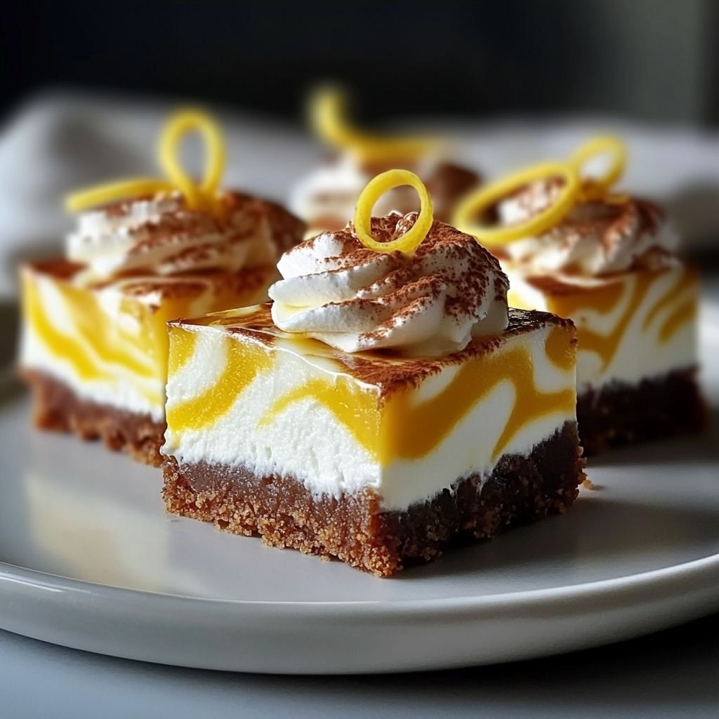 Recipe preparation for Lemon Marbled Cheesecake Bars