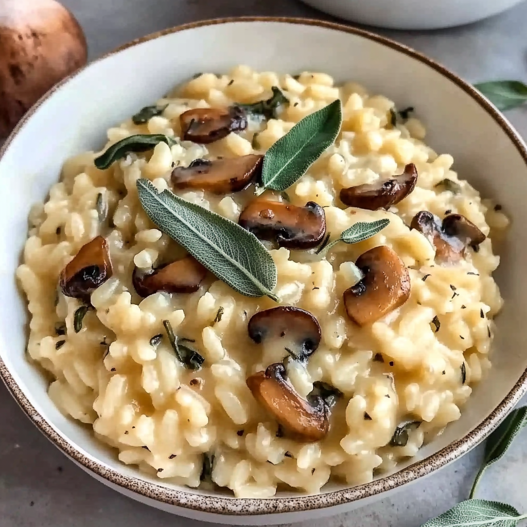 Recipe preparation for Mushroom Sage Risotto