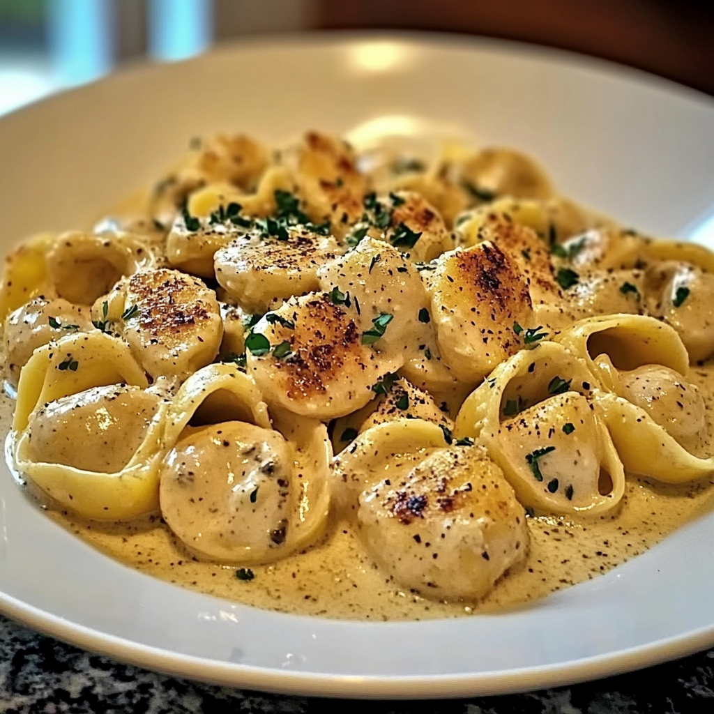 Recipe preparation for Cajun Chicken Tortellini with Creamy Garlic Sauce