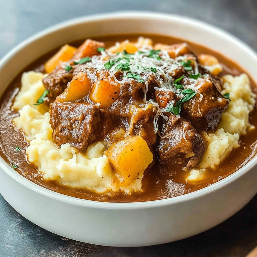 Recipe preparation for Fall Apple Cider Stew Potatoes