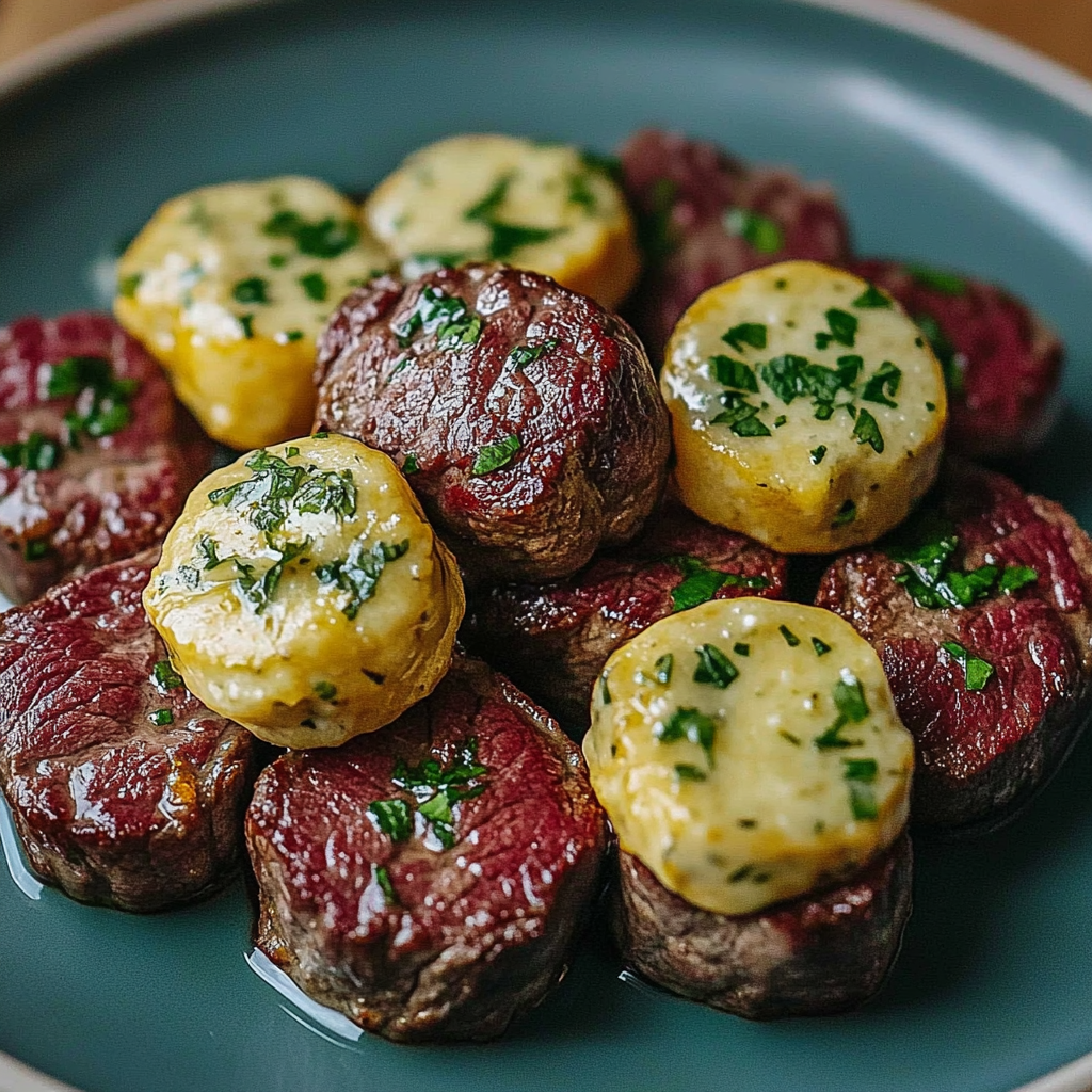 Recipe preparation for Garlic Butter Steak Bites