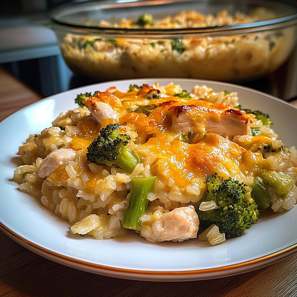 Recipe preparation for Cheesy Chicken Broccoli Rice