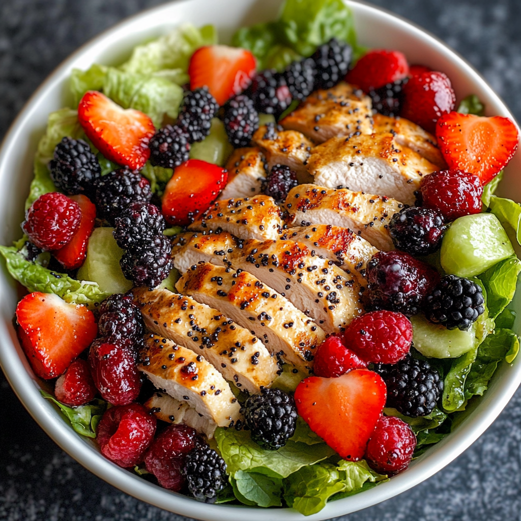 Recipe preparation for Berry Chicken Salad With Poppy Seed Dressing