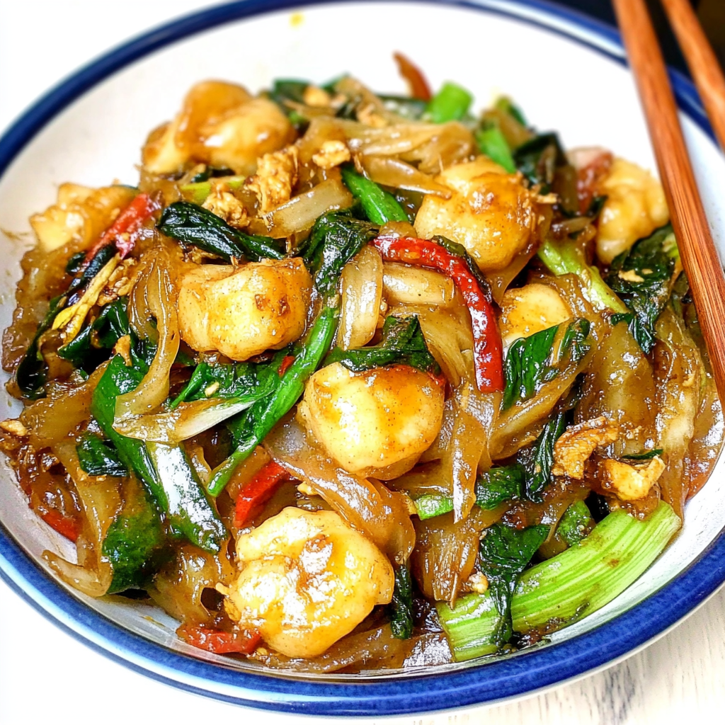 Recipe preparation for Thai Drunken Noodles (Pad Kee Mao)