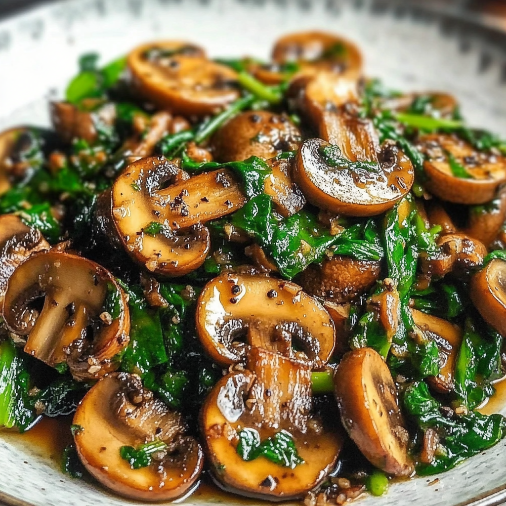 Recipe preparation for Sauteed Mushrooms Spinach