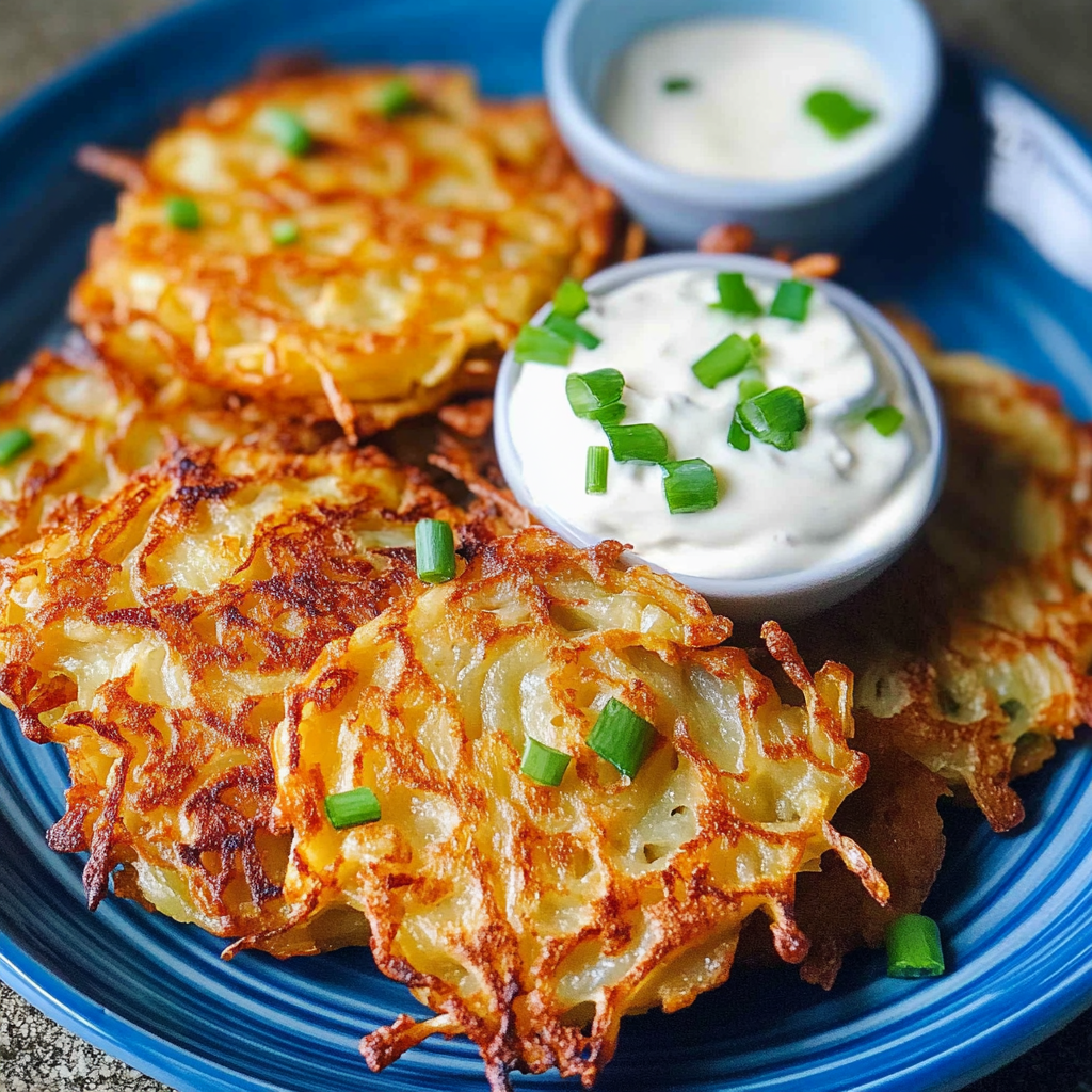 Recipe preparation for Crisp Potato Latkes Recipe