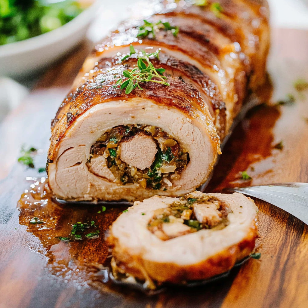 Recipe preparation for Stuffed Pork Tenderloin