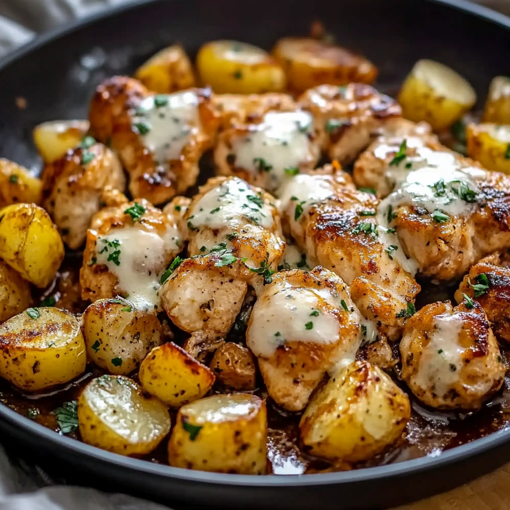 Recipe preparation for Garlic Parmesan Chicken and Potatoes