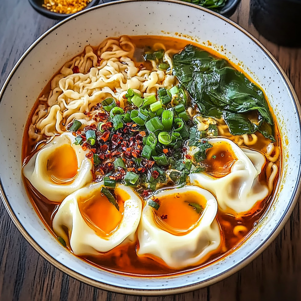 Recipe preparation for Dumpling Ramen Bowl