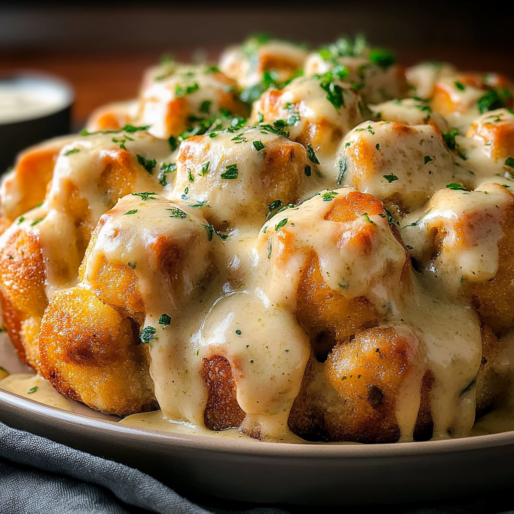 Recipe preparation for Chicken Alfredo Monkey Bread