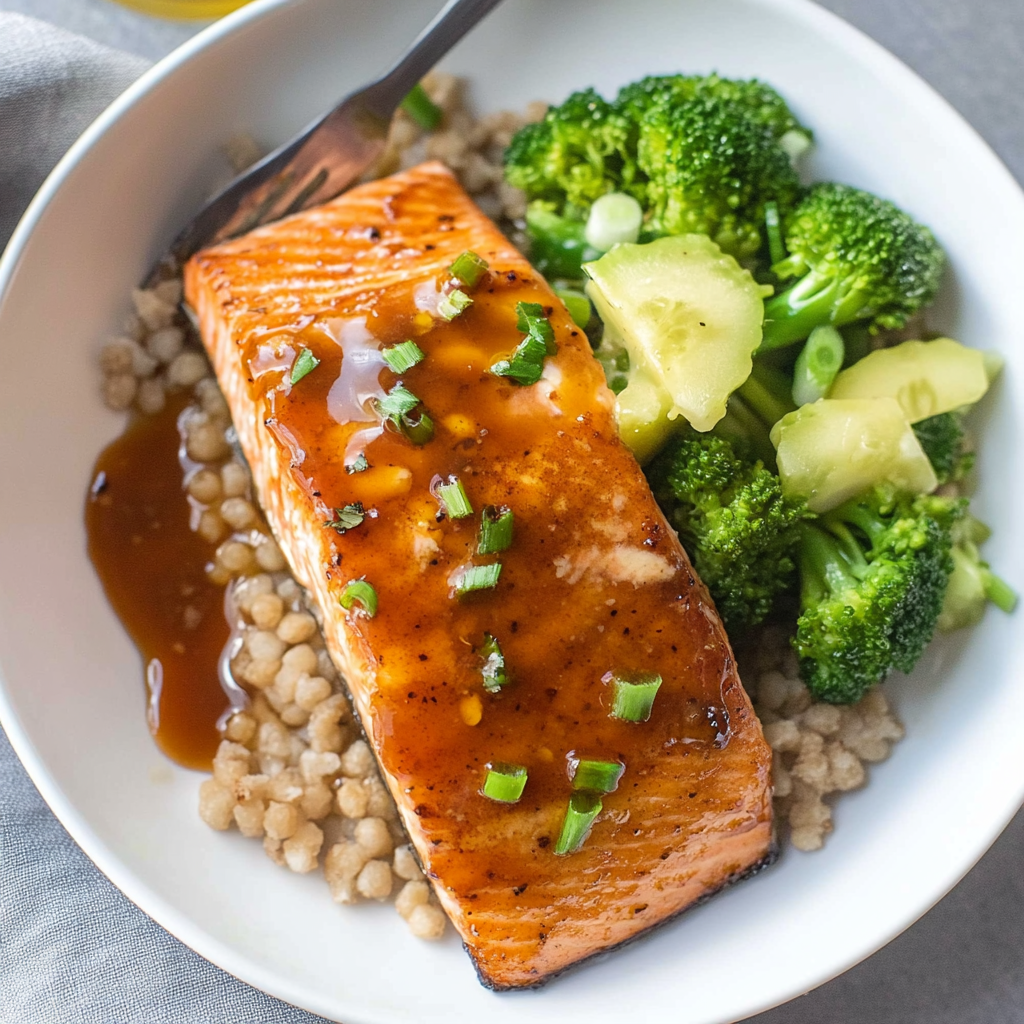 Recipe preparation for maple glazed salmon
