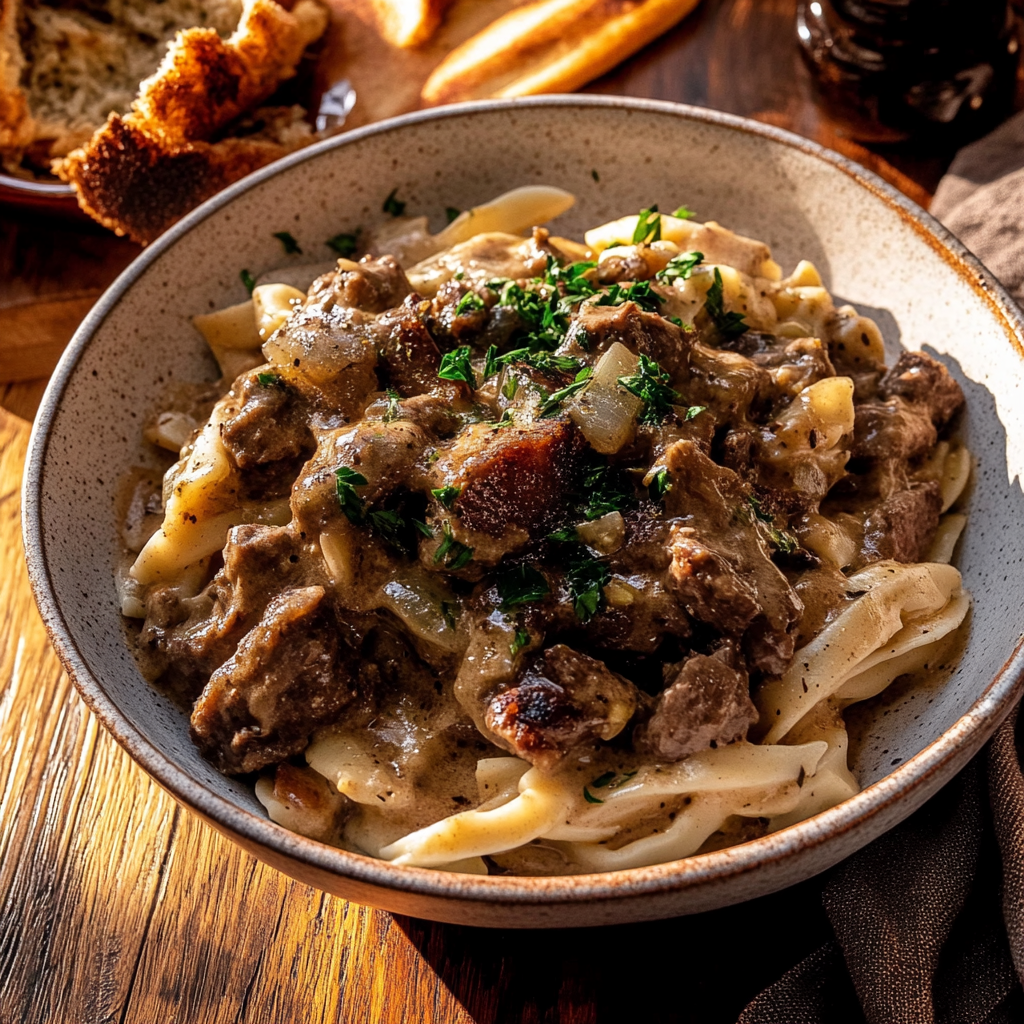 Recipe preparation for Pot Roast Stroganoff