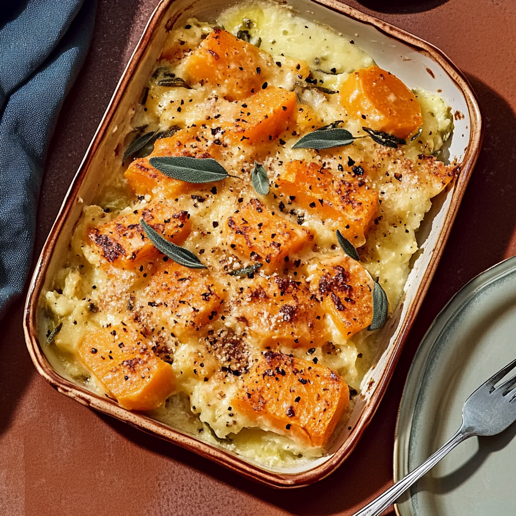 Recipe preparation for Butternut Squash Gratin