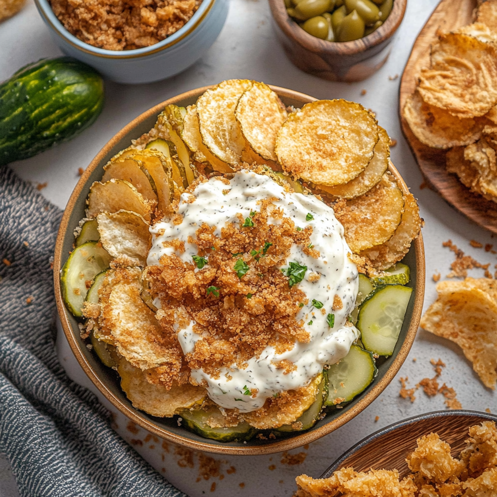 Recipe preparation for Fried Dill Pickle Dip