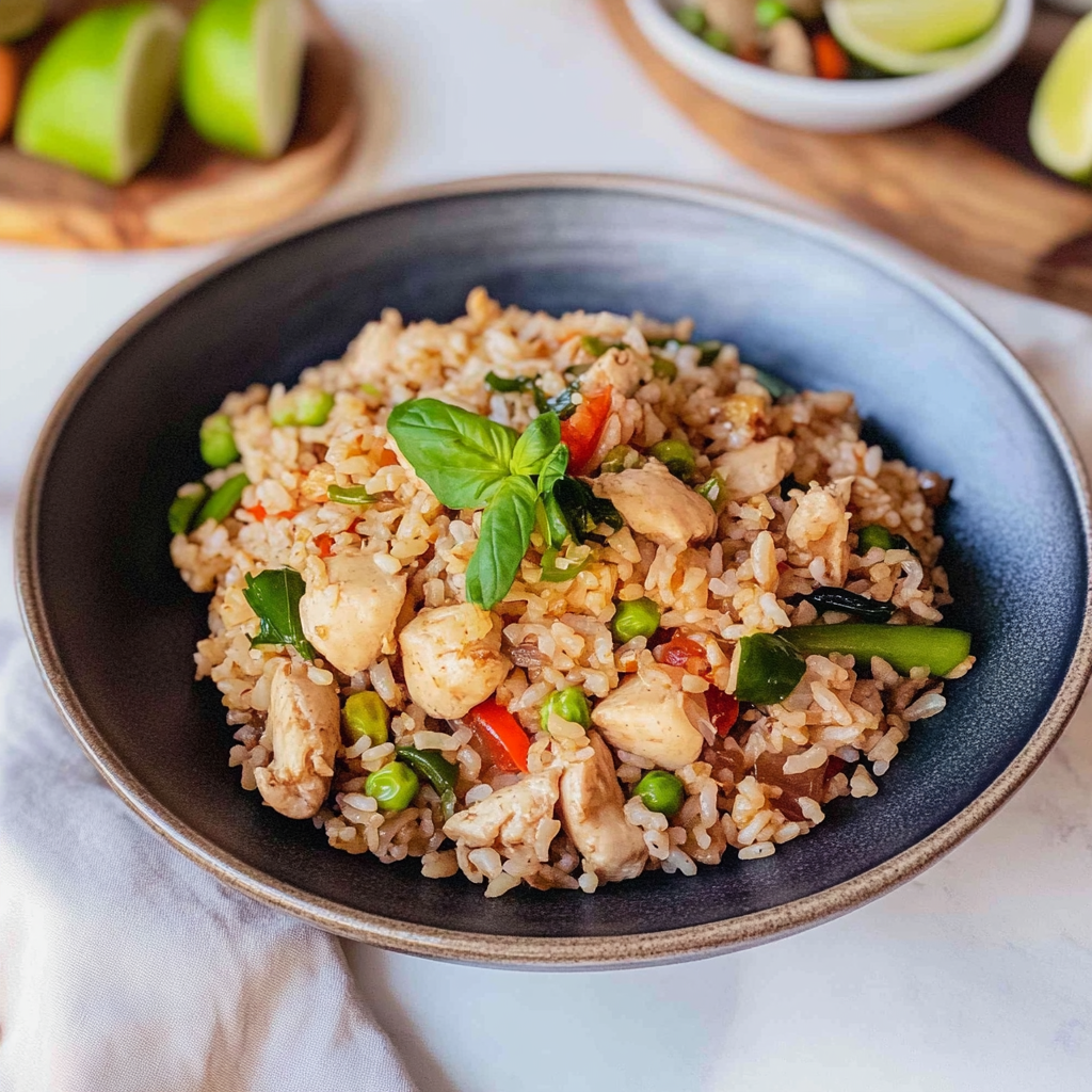 Recipe preparation for Easy Thai Basil Fried Rice