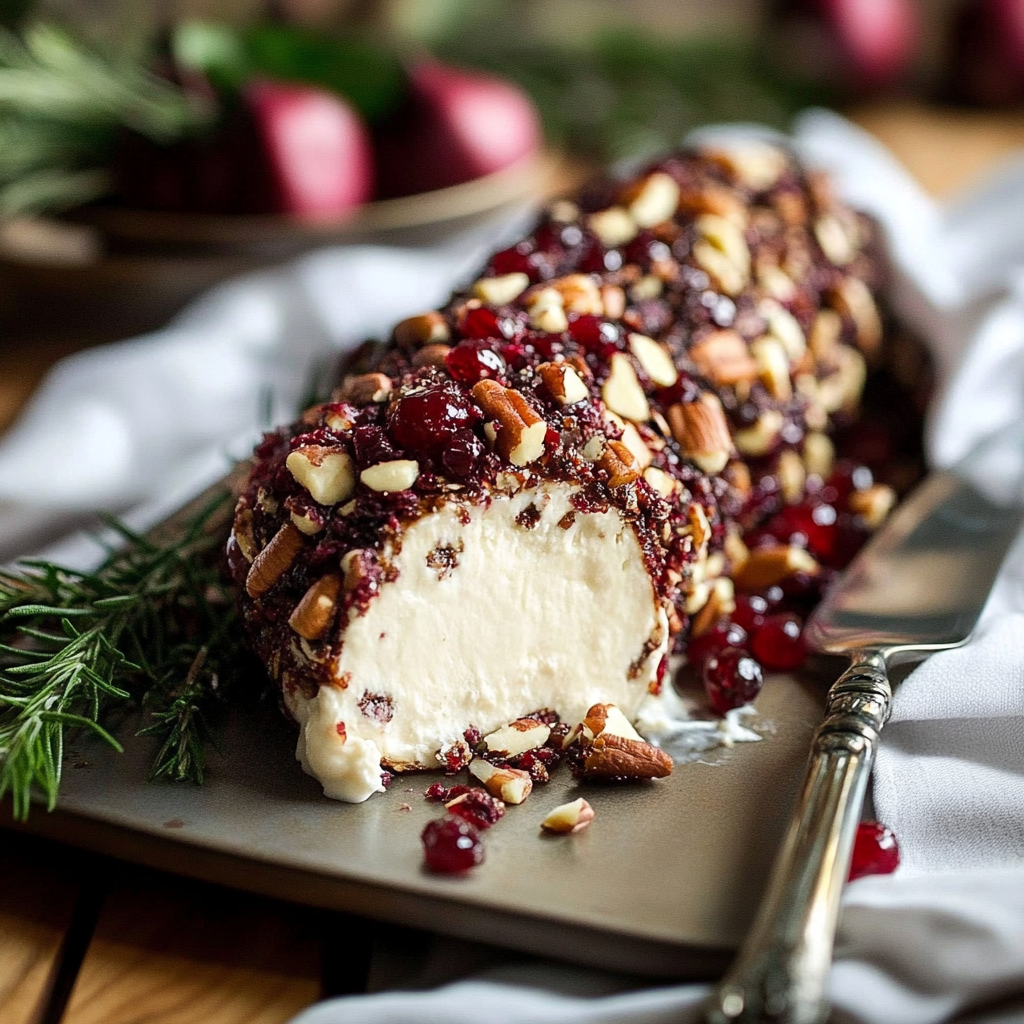 Recipe preparation for Cranberry Pecan Goat Cheese Log