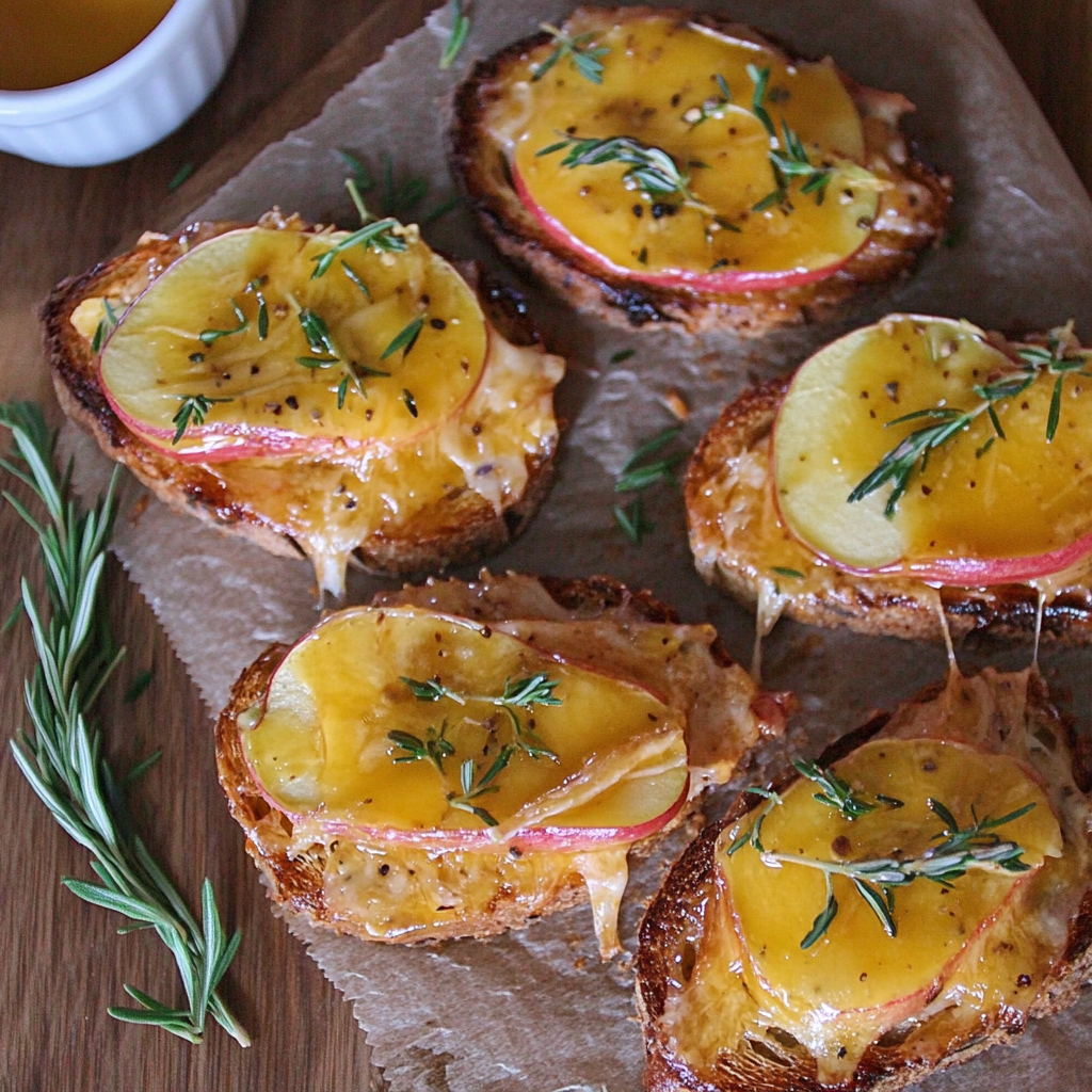 Recipe preparation for Apple Cheddar Crostini