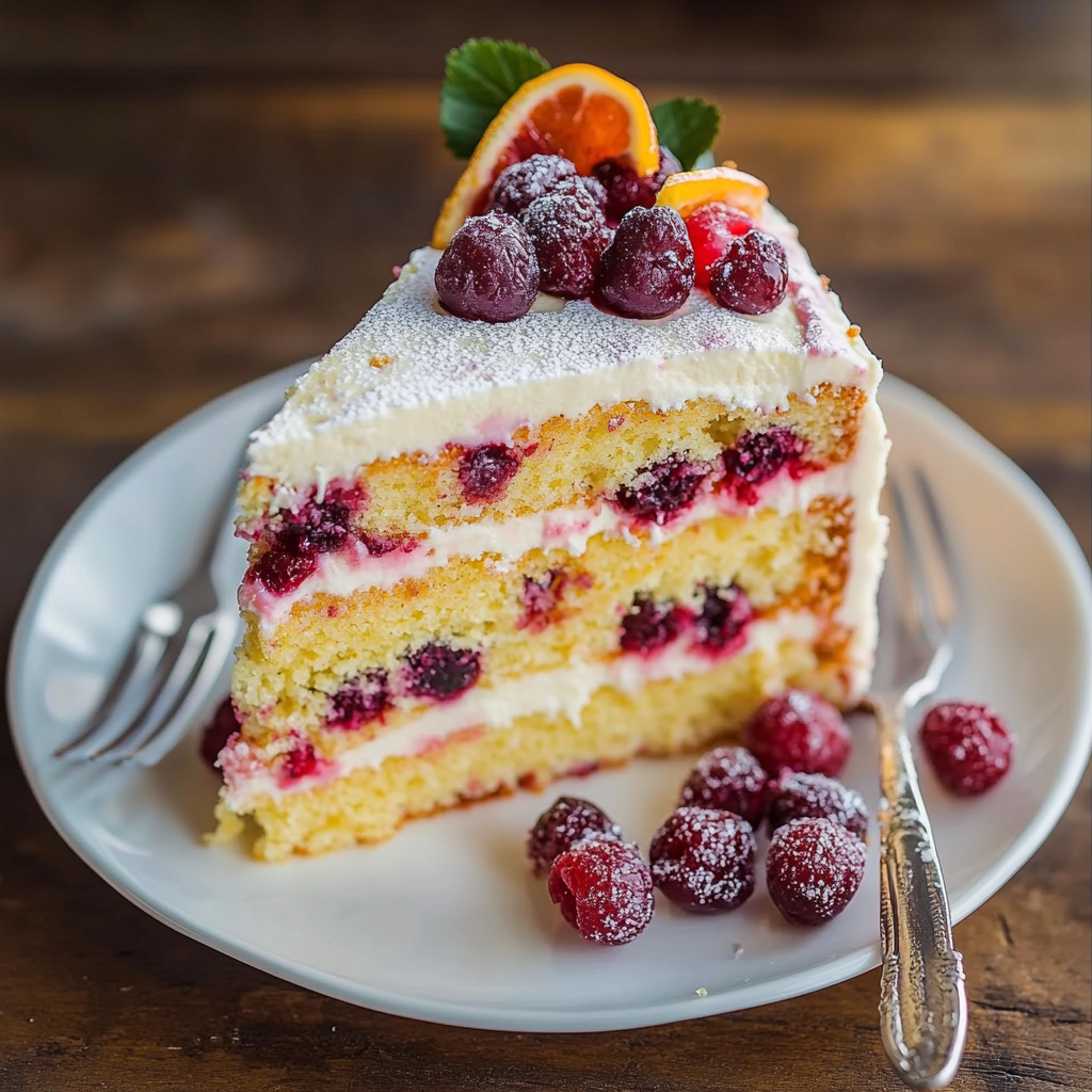 Recipe preparation for Cranberry Orange Layer Cake