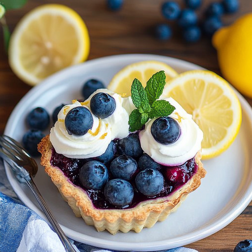 Recipe preparation for Mini Blueberry Lemon Cream Pies