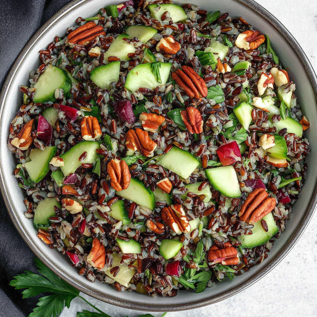 Recipe preparation for Harvest Wild Rice & Pecan Salad