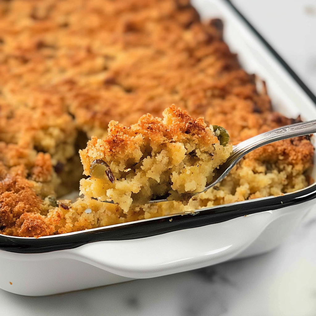 Recipe preparation for Brown Butter Cornbread Stuffing Bake