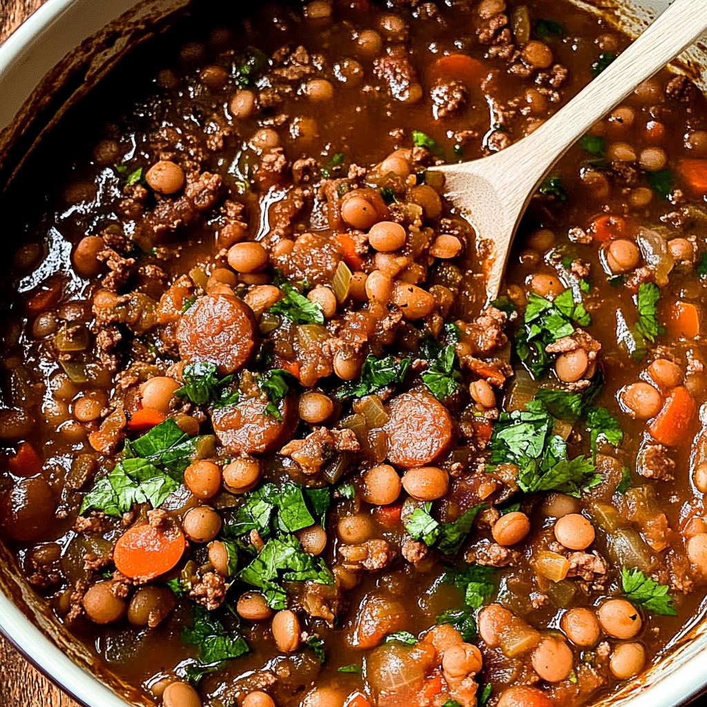 Recipe preparation for Easy One-Pot Sausage and Lentil Stew