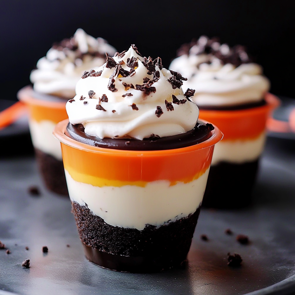 Recipe preparation for No-Bake Halloween Cheesecake Cups