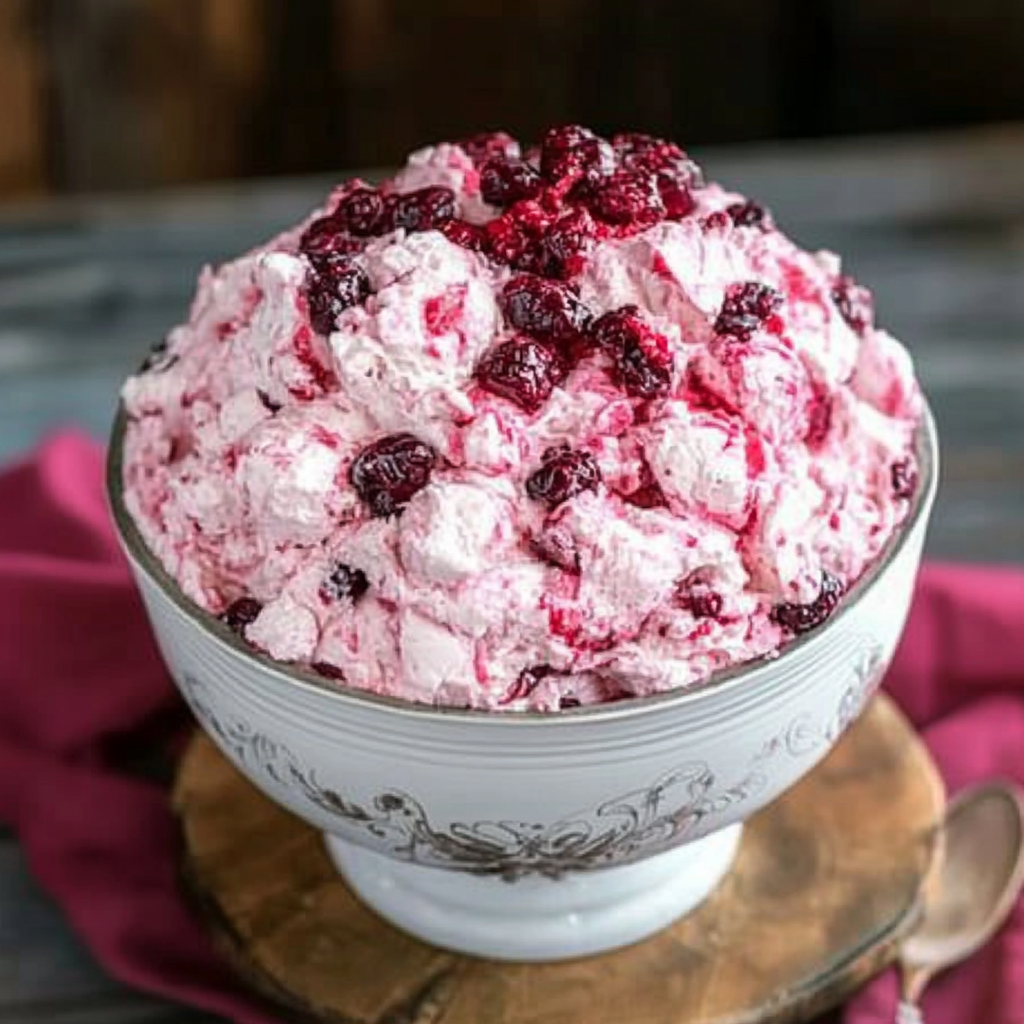 Recipe preparation for No-Bake Cranberry Fluff Salad