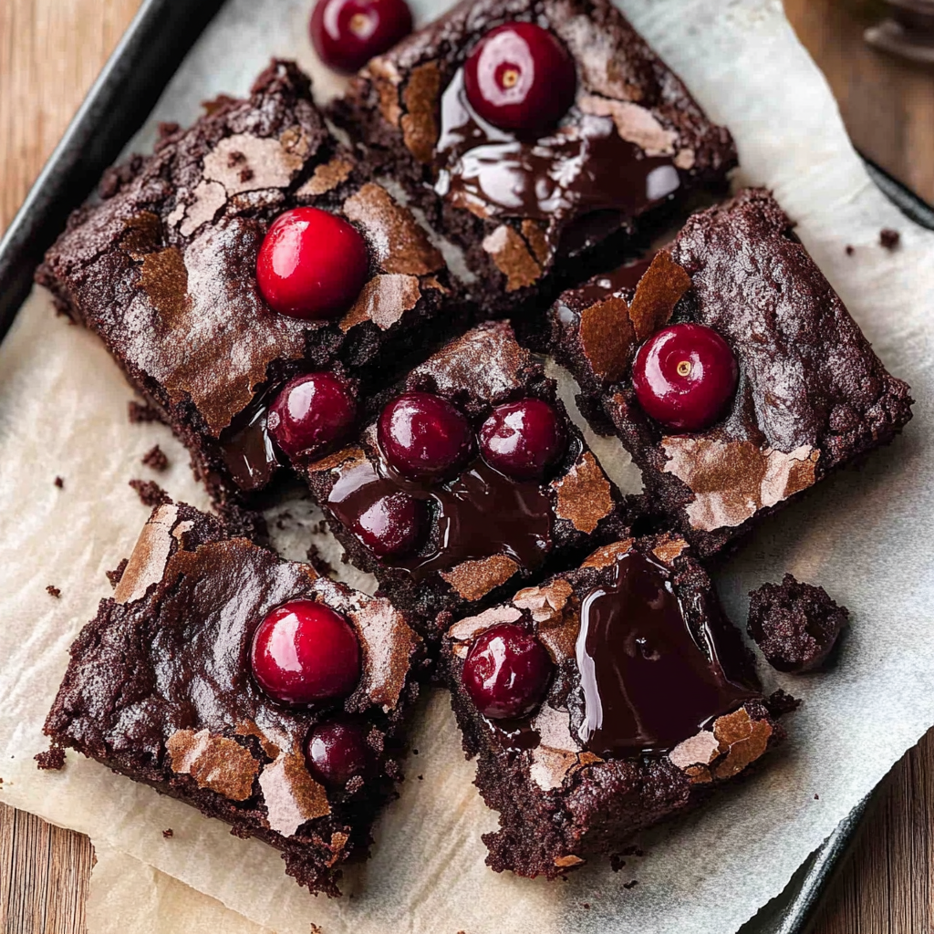 Recipe preparation for Chocolate Cherry Brownie Truffle Squares